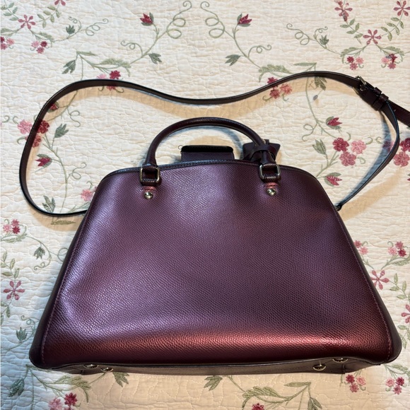Coach Metallic Oxblood Garnet Margot Leather Satchel - Picture 2 of 16